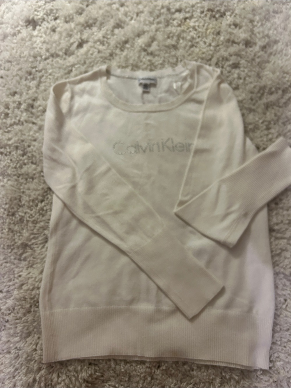Calvin Klein Ivory Crewneck Logo Sweater